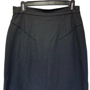 Dolce & Gabbana Women’s Skirt Line Black Midi Slit Wool Blend Italy Sz 8 A or 44